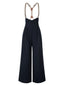 Pantaloni con bretelle e bottoni blu scuro anni '50