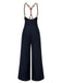 Pantaloni con bretelle e bottoni marrone scuro anni '50
