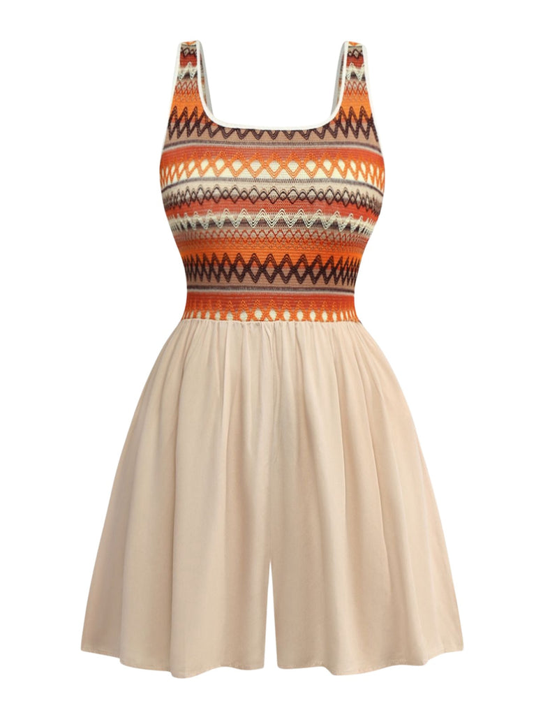 [Prevendita] Tuta corta boho con scollo quadrato albicocca anni '70