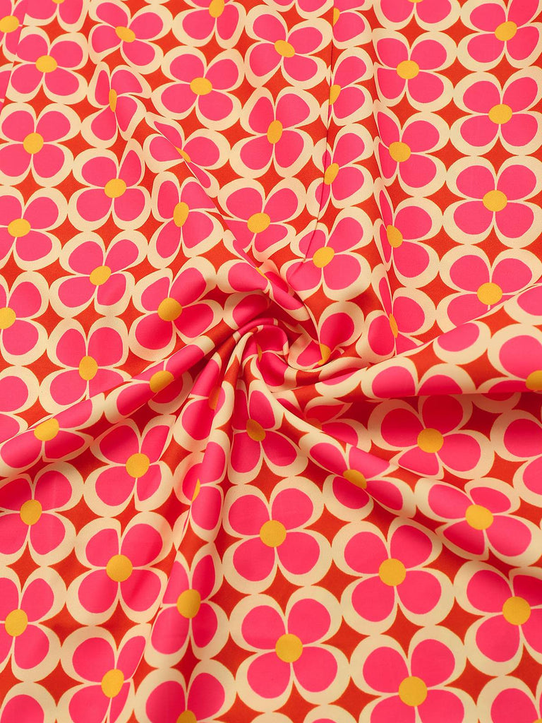 Abito con stampa floreale hippie arancione anni '60