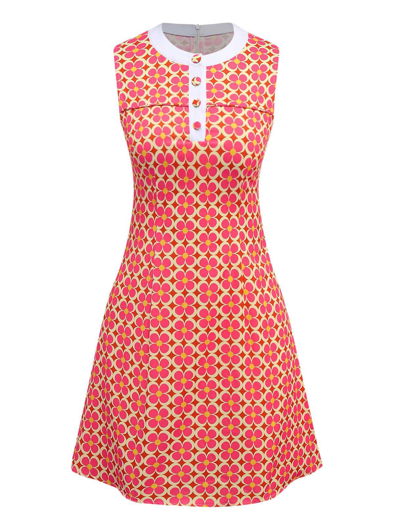Abito con stampa floreale hippie arancione anni '60