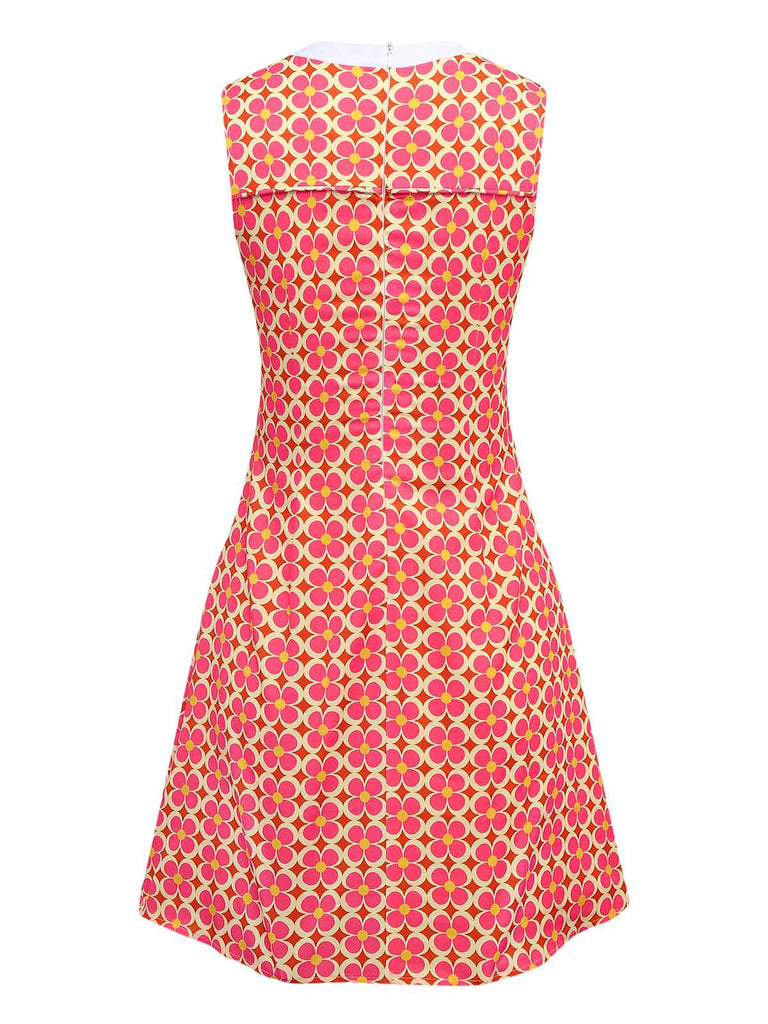 Abito con stampa floreale hippie arancione anni '60