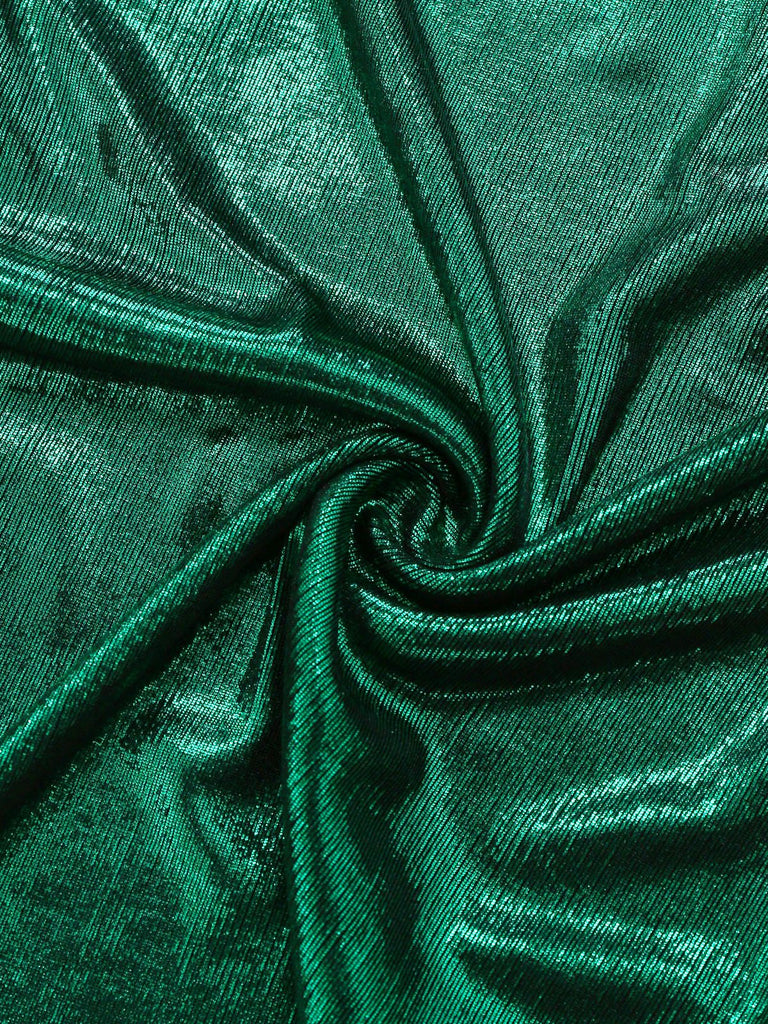 Tuta lunga lucida plissettato e ritagli verde anni '70