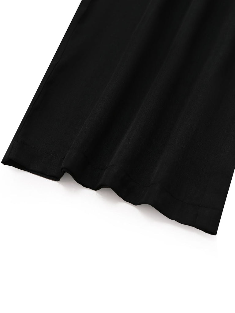 Tuta lunga in rete plissettata patchwork nero anni '30