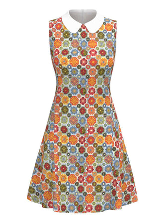 Abito margherite colletto Peter Pan arancione anni '60