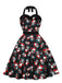 Abito con teschio e rose Halloween nero anni '50