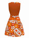 Abito boho psichedelico floreale arancione anni '60