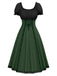 Abito color block con lacci verde anni '40