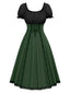 Abito color block con lacci verde anni '40