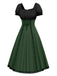 Abito color block con lacci verde anni '40