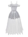 Abito da sposa zombie in pizzo e rete Halloween bianco anni '60