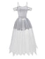 Abito da sposa zombie in pizzo e rete Halloween bianco anni '60