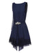 [Prevendita] Abito in pizzo e strass con patchwork blu anni '20