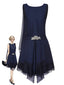 [Prevendita] Abito in pizzo e strass con patchwork blu anni '20