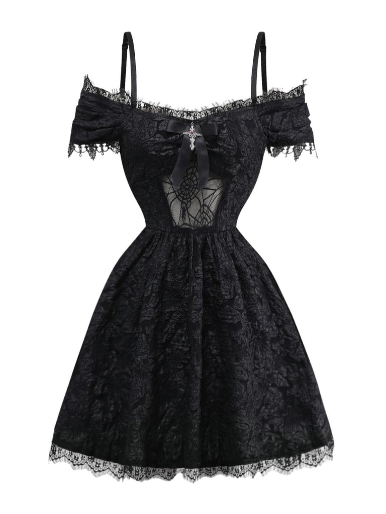 Abito con ragnatela e croce di Halloween anni '50