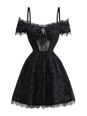 Abito con ragnatela e croce di Halloween anni '50