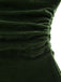 Abito Bardot in velluto arricciature e spalle scoperte verde anni '40