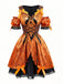 Abito arancione con ragnatela e zucca Halloween anni '60