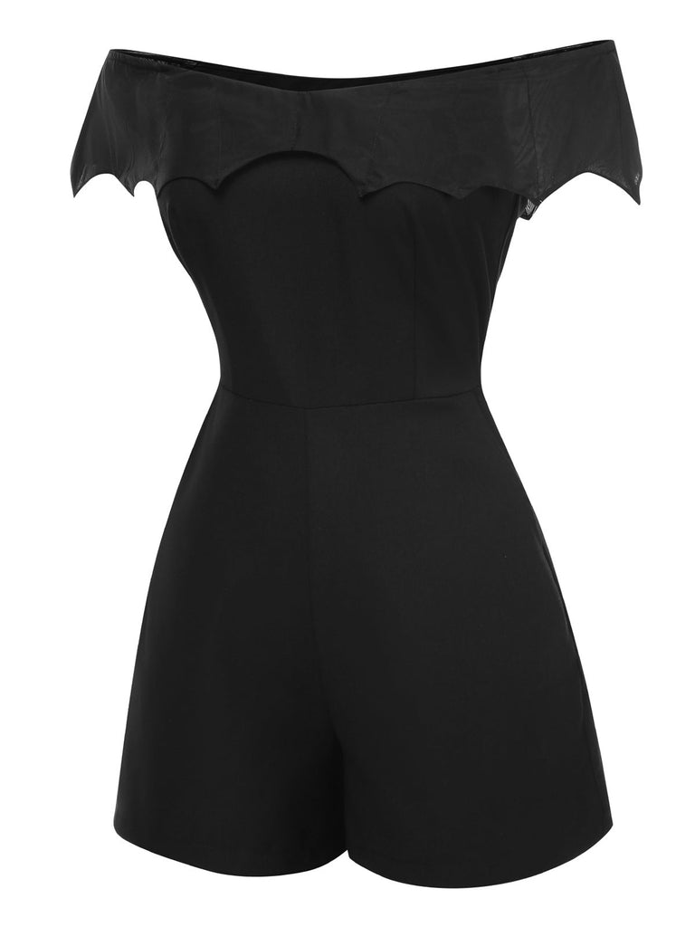 2PCS Tuta corta pipistrello gotica e copricostume nero anni '50