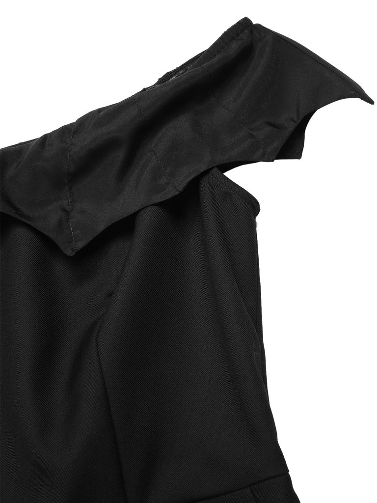 2PCS Tuta corta pipistrello gotica e copricostume nero anni '50