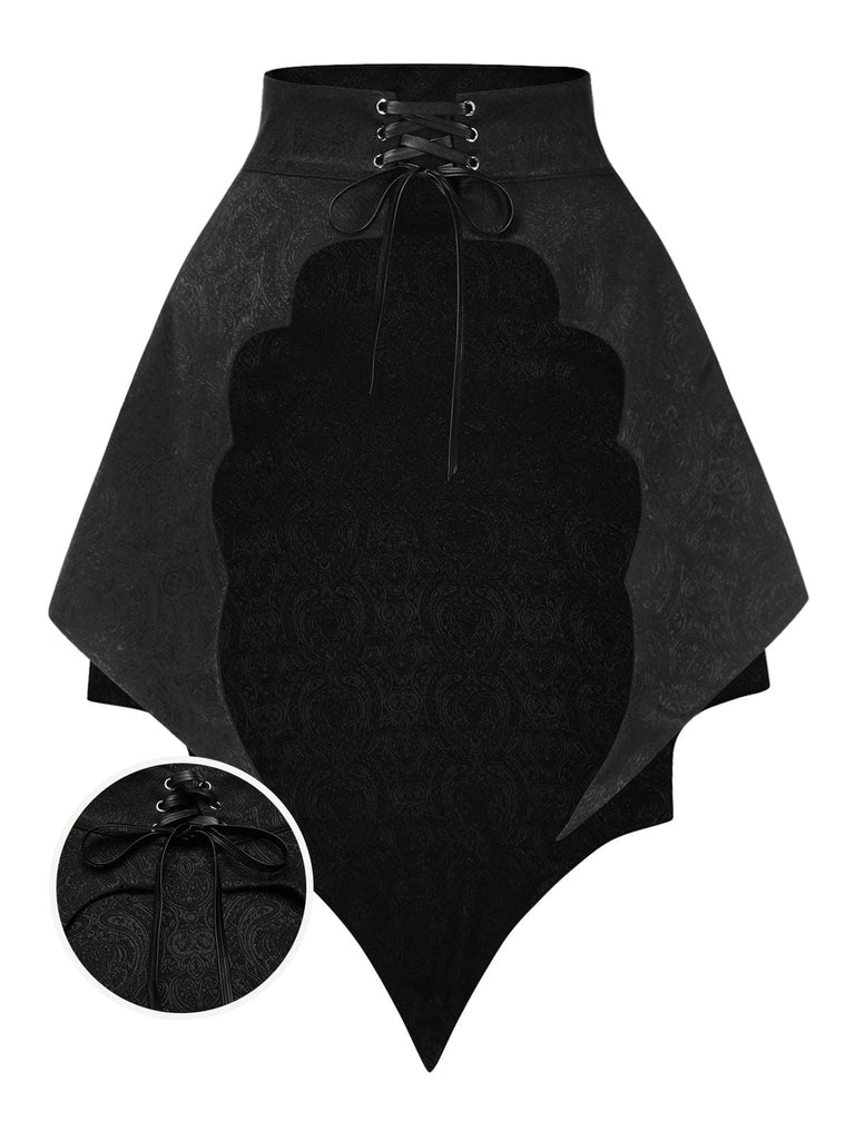 Copricostume in jacquard gotico a pipistrello nero anni '50