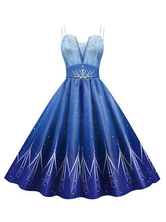 Abito Elsa con fiocco di neve con paillettes Halloween anni '50