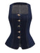 Gilet in denim con bottoni e scollo quadrato blu anni '50