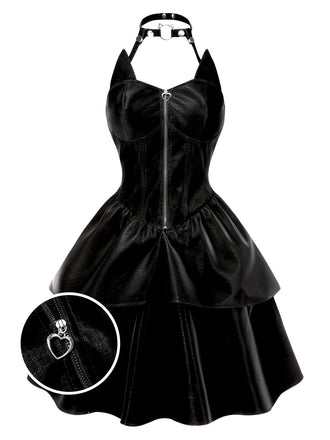 Abito in pelle da Catwoman Halloween nero anni '50