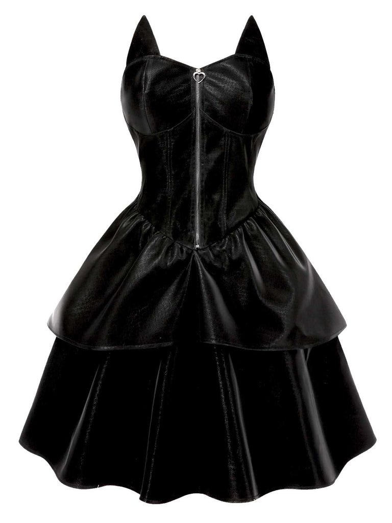 Abito in pelle da Catwoman Halloween nero anni '50