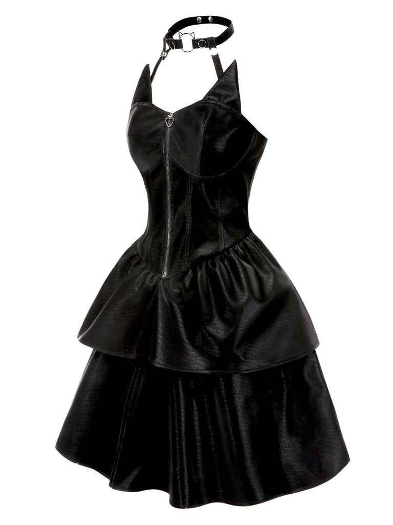 Abito in pelle da Catwoman Halloween nero anni '50