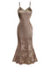 Abito a sirena in raso jacquard floreale anni '30