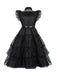 Abito Mercoledì arricciati in organza Halloween nero anni '50