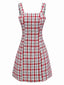 Abito gilet in tweed a quadri rosso anni '60