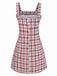 Abito gilet in tweed a quadri rosso anni '60
