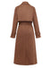 Cappotto doppiopetto in pelle scamosciata con revers marrone anni '50