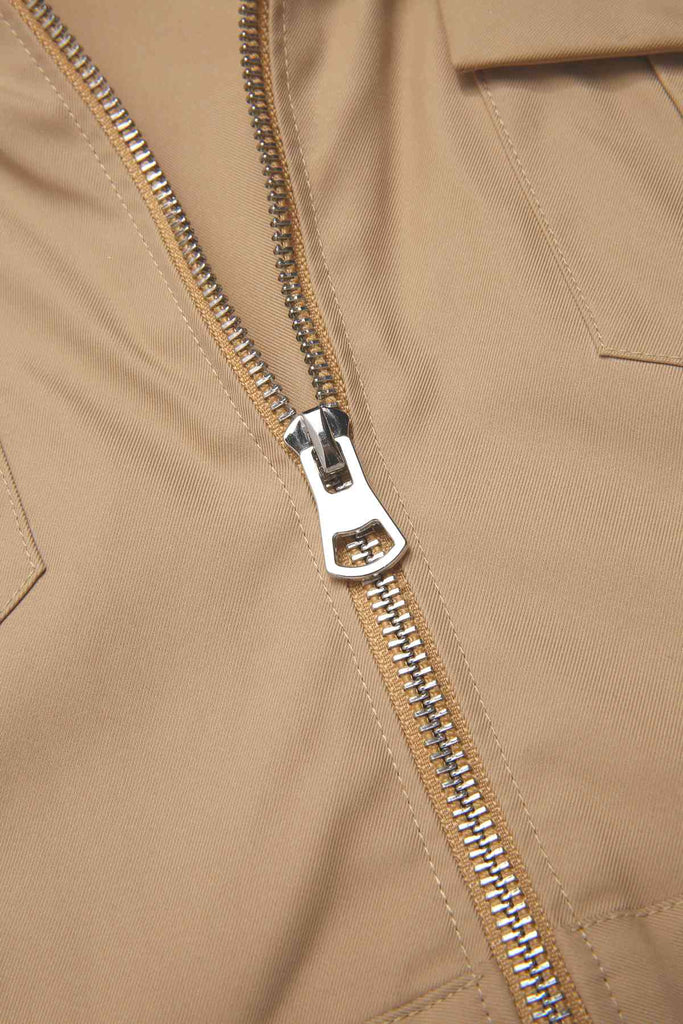 Giacca con cerniera a quadri con revers cachi anni '60