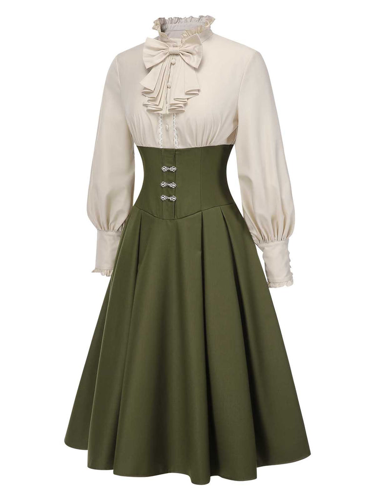 Abito vittoriano a maniche lunghe e fiocco anni '50