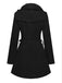 Cappotto con bottoni in pelliccia sintetica rimovibile nero anni '40
