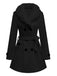 Cappotto con bottoni in pelliccia sintetica rimovibile nero anni '40