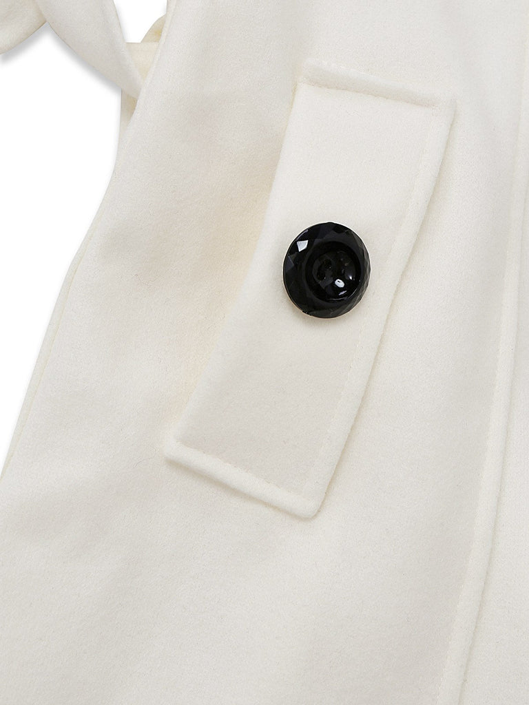 Cappotto con bottoni in pelliccia sintetica rimovibile nero anni '40