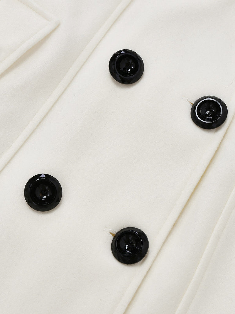 Cappotto con bottoni in pelliccia sintetica rimovibile nero anni '40