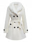 Cappotto con bottoni in pelliccia sintetica rimovibile bianco anni '40