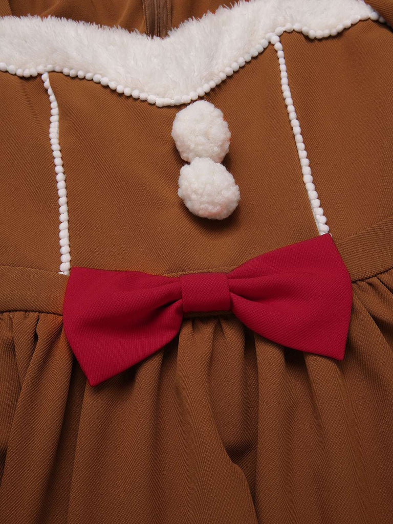 Abito in peluche con omino di pan di zenzero curcuma anni '50