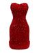 Abito in velluto con paillettes in pelliccia sintetica rosso anni '70