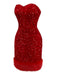 Abito in velluto con paillettes in pelliccia sintetica rosso anni '70