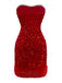 Abito in velluto con paillettes in pelliccia sintetica rosso anni '70