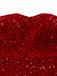 Abito in velluto con paillettes in pelliccia sintetica rosso anni '70