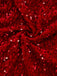 Abito in velluto con paillettes in pelliccia sintetica rosso anni '70