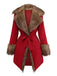Cappotto in pelliccia sintetica con cintura e revers anni '50