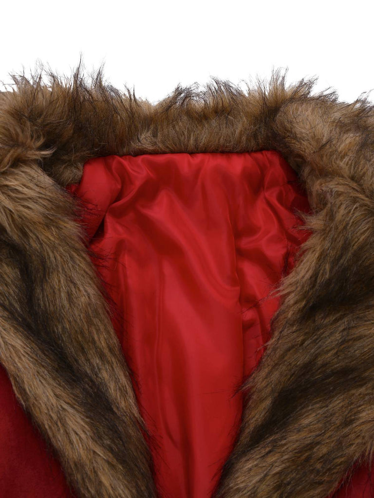Cappotto in pelliccia sintetica con cintura e revers anni '50